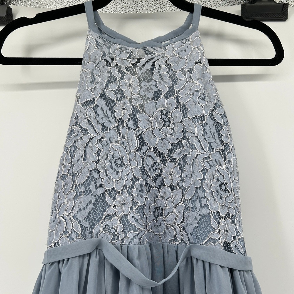 JJ's House Steel Blue Lace Halter Maxi Dress Wedding Occasion Junior 14 NWT - Picture 2 of 12